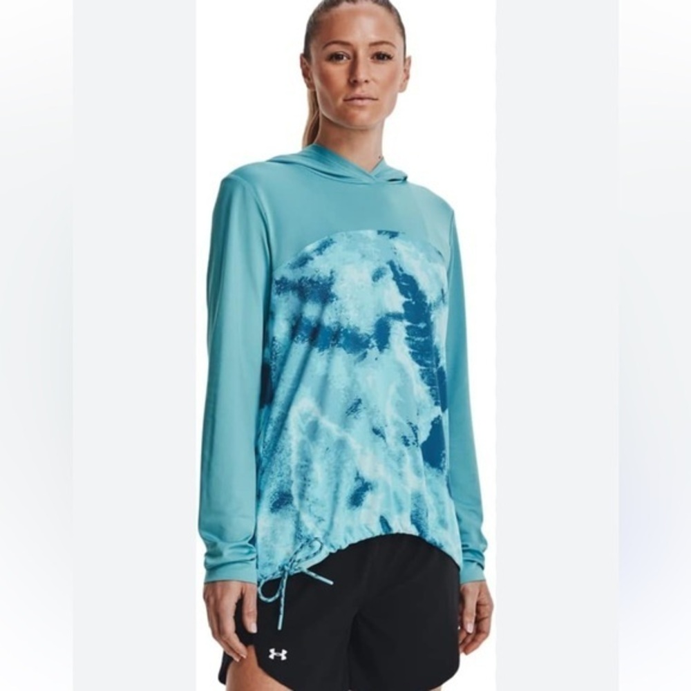 Under Armour Women’s Blue Abstract  Hooded Long Sleeve Top EUC Sz